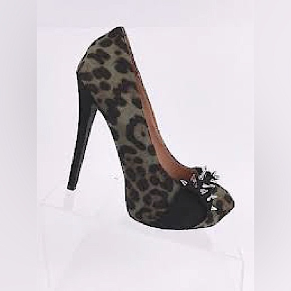 Leopard Print Spiky Study Heels - image 1